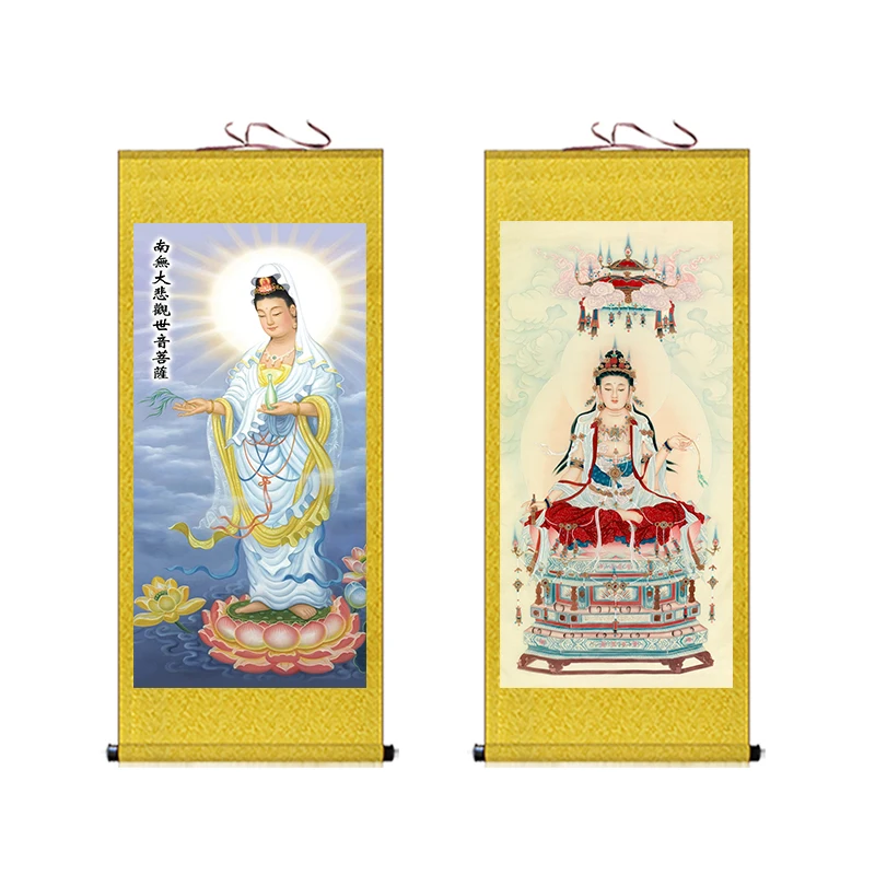

Buddhism portraits, Nanwu Guanyin Bodhisattva Silk scroll painting