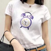 summer women t shirt short sleeve korean fashion top tees funny clock graphic print tshirt for girls ladies streetwears