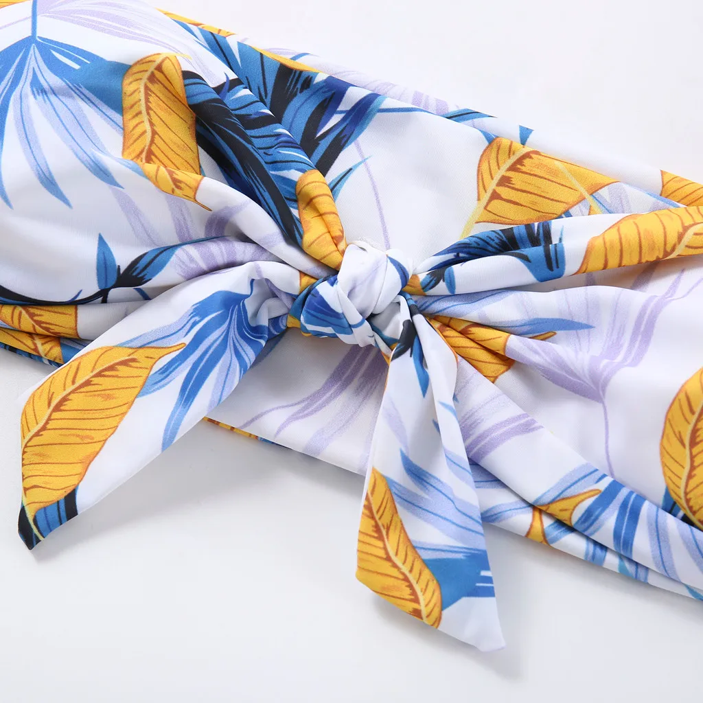 Новинка 2020 комплект бикини женский купальник из двух частей с принтом и разрезом