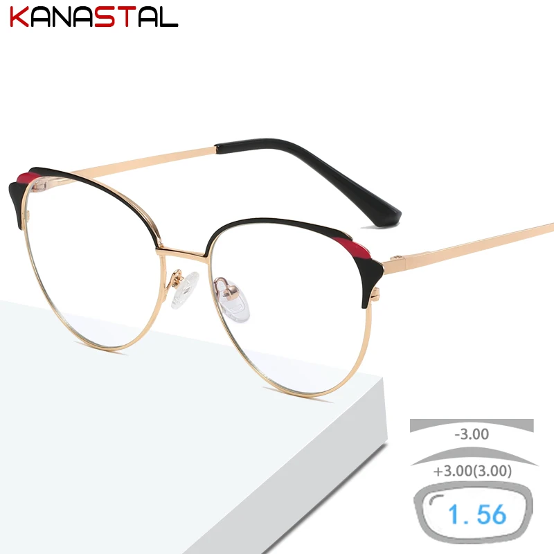 

Women Blue Light Blocking Glasses Metal Bicolor Eyeglasses Frames Eyewear CR39 Lens Prescription Hyperopia Reading Glasses Trend