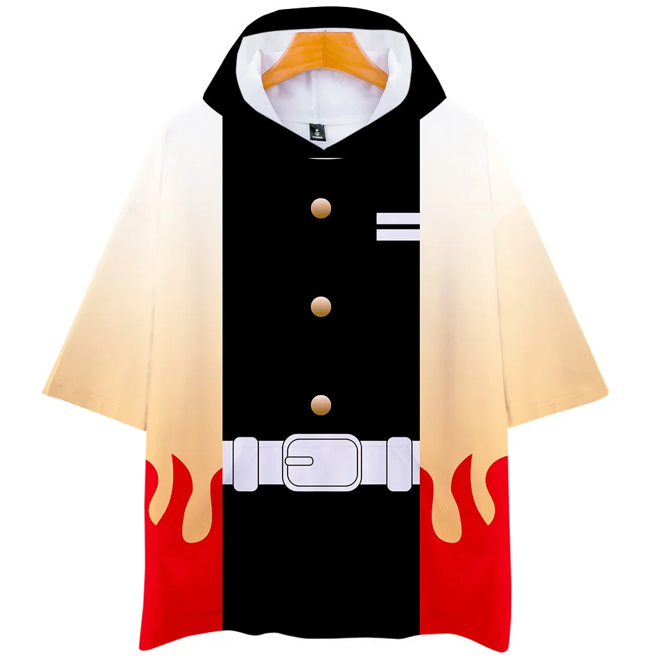 

Hot Selling Anime Demon Slayer Cosplay Suit 3d Printing Men And Women Loose Cap Short Sleeve T-shirt