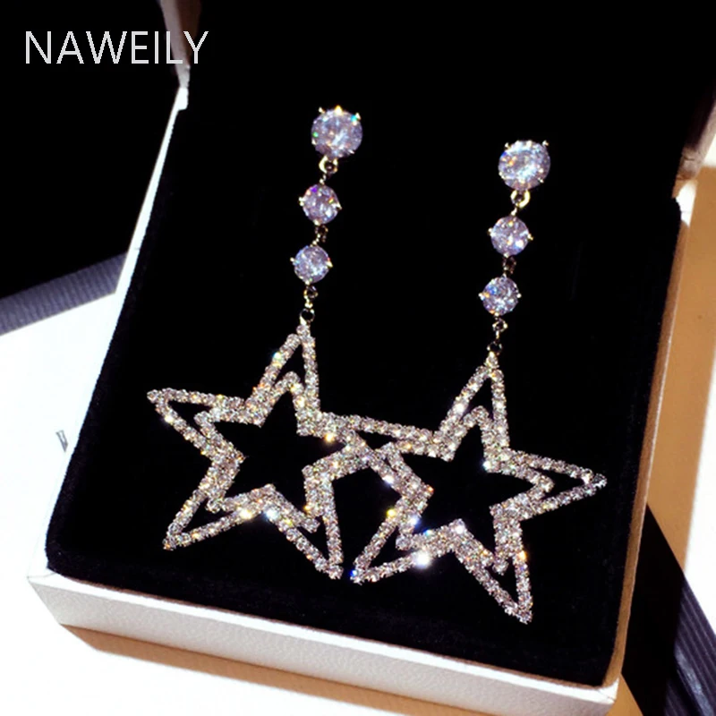 Роскошные серьги подвески с супер вспышкой и фианитами новые модные корейские