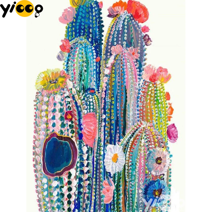 Полная квадратная/круглая Алмазная вышивка цветок кактуса алмазная живопись