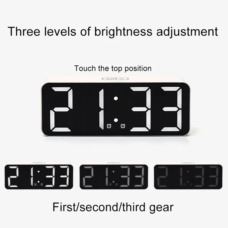 Светодиодный ные многофункциональные зеркальные часы цифровой будильник