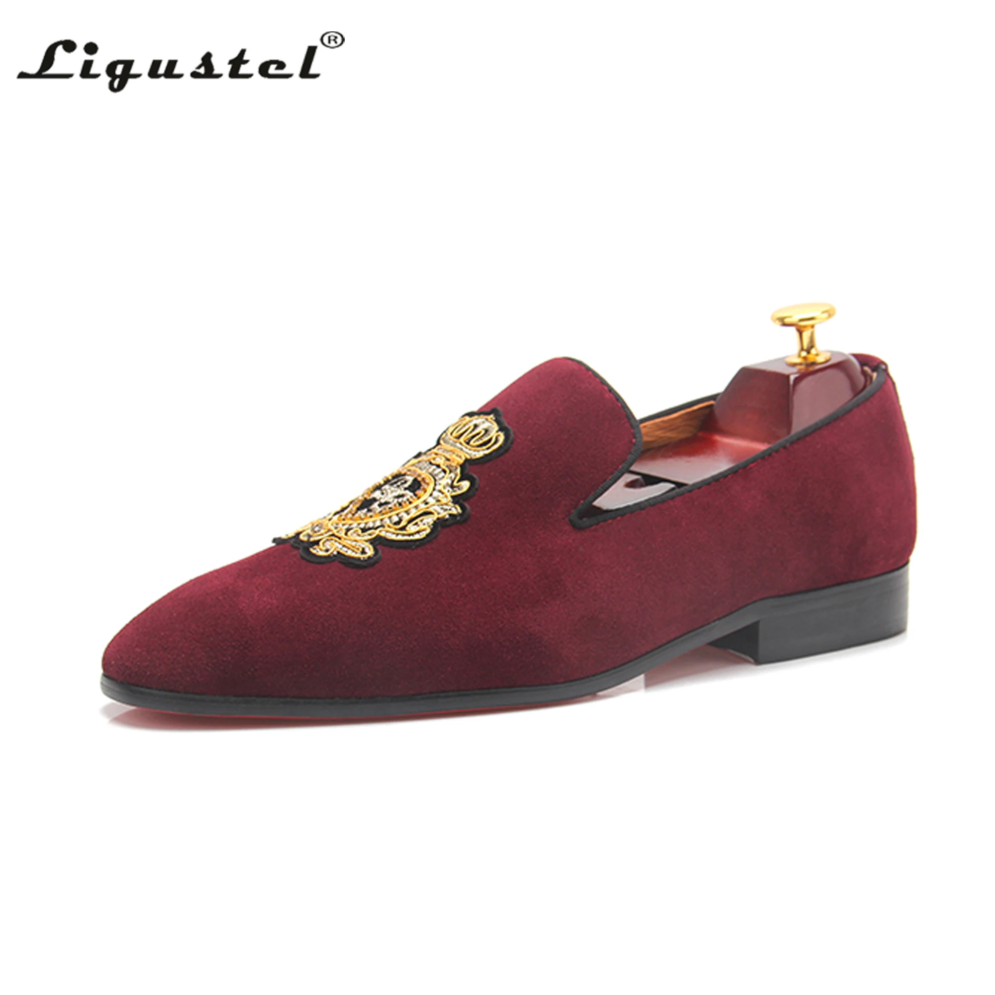 Ligustel Men Loafers Male Luxury Dress Wedding Party Red Bottom Shoes Original Designer Handmade G Brand Black Leather | Обувь