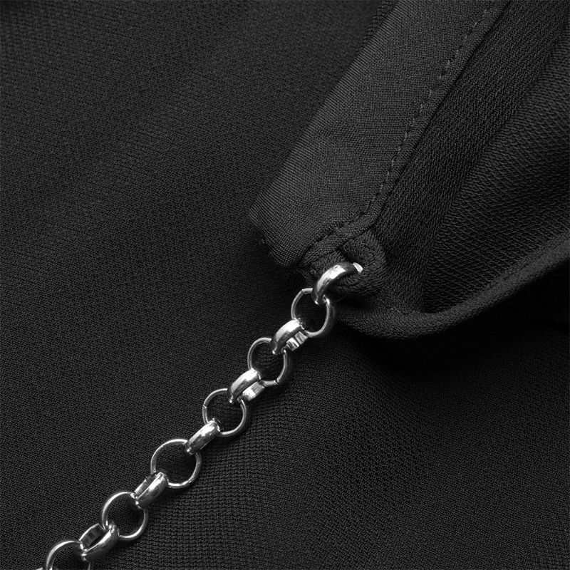 

Gothic Ruffled hem Sexy women Club Stage Dress Punk Black lovely Chain asymmetrical shoulder strap Dress PUNK RAVE OPQ-599LQF