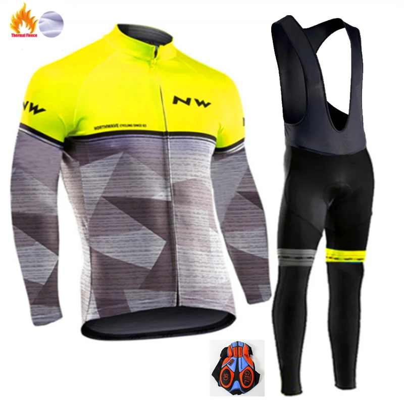 Winter Cycling Suit NW зимняя велосипедная одежда Maillot ciclismo термальные флисовые длинные наборы Мужской Горный велосипед Костюмы гоночная езда велосипедные наборы - Цвет: Winter Cycling Suit