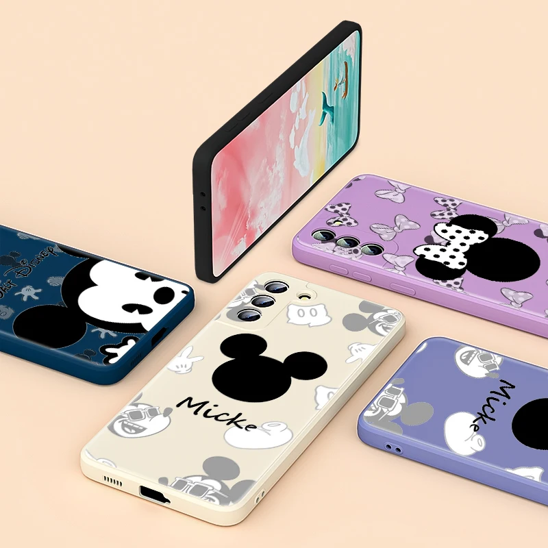 

For Samsung Galaxy Note 20 10 S21 S20 FE S10 Ultra Plus Lite Pro 5G Mickey Mouse Head Liquid Silicone Soft Phone Case