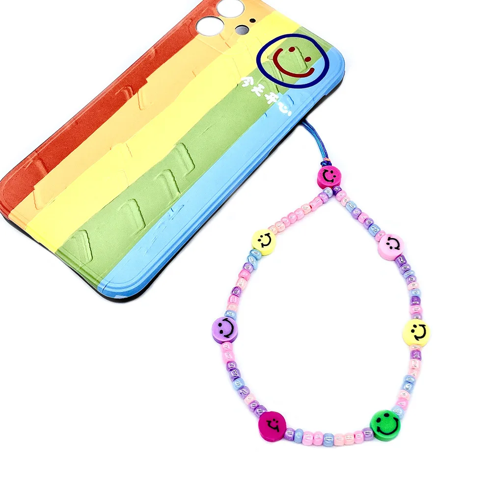 

Fashion Trendy Colorful Acrylic Beads Mobile Phone Chain For Women Girls Cellphone Strap Anti-lost Lanyard Hanging Cord Jewelry