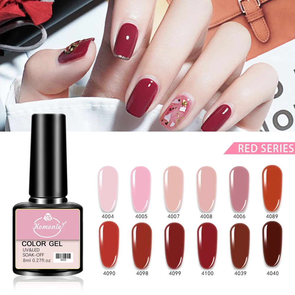 

Гибридный лак для ногтей Komonle, 8 мл, Полупостоянный лак для маникюра, базовое и верхнее покрытие для светодиодной УФ-лампы, Гель-лак для ногте...