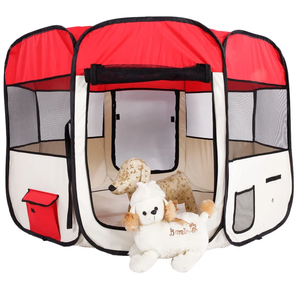 

Portable Folding Pet Tent Dog House Octagonal Cage For Cat Tent Playpen Puppy Kennel Breathable Fence Outdoor Big Dogs House