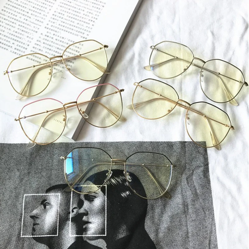 

New type of polygonal irregular lens frame fine frame art net red eye lens frame men and women light flat lens