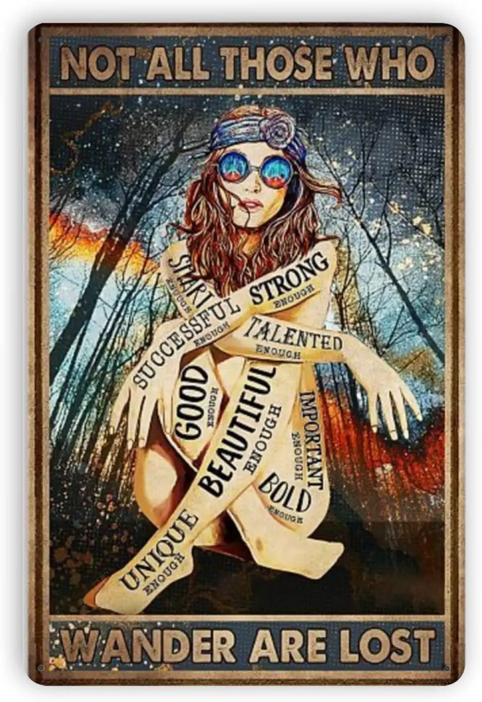 

Ovonetune Not All Those Who Wander are Lost Vintage Metal Tin Signs, Retro Art Tin Sign Decorations Plaque fo Bars Club Cafe