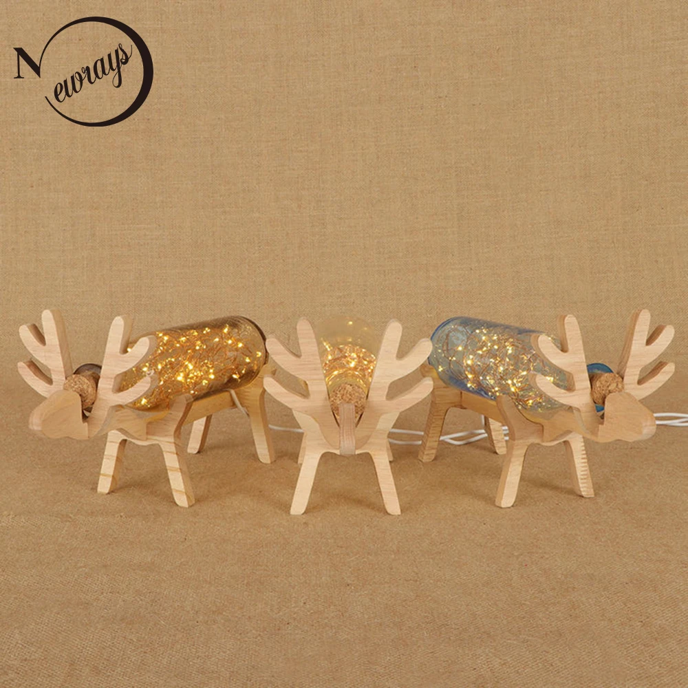 Современная Новинка деревянная и стеклянная настольная лампа арт деко в форме