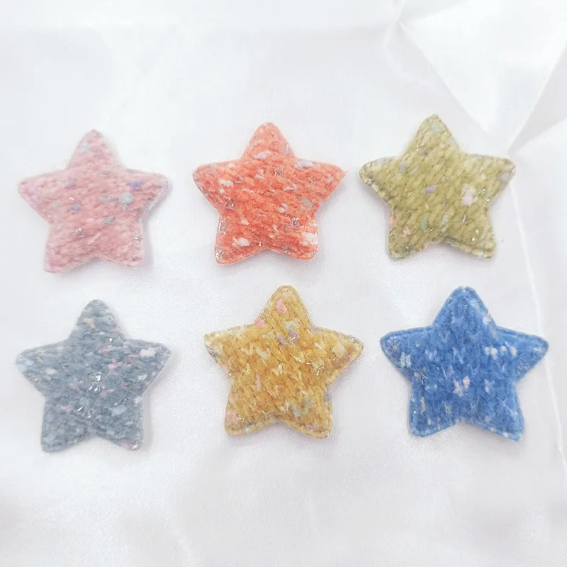 

30Pcs/Lot 4.8CM Padded Cloth Star Appliques For DIY Hat Clothes Sewing Patches Handmade Headwear Hair Clips Accessories