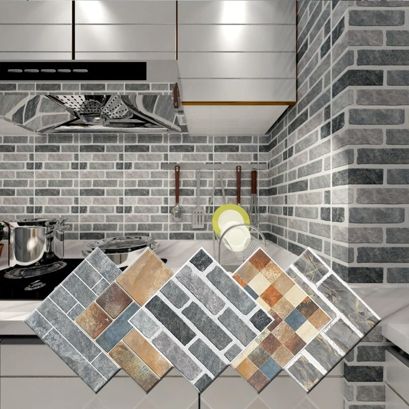

3D Brick Self-adhesive Tiles Wall Stickers Kitchen Mosaic Cement for Bathroom Wallpaper Vintage Decoration Pvc Floor Waterproof
