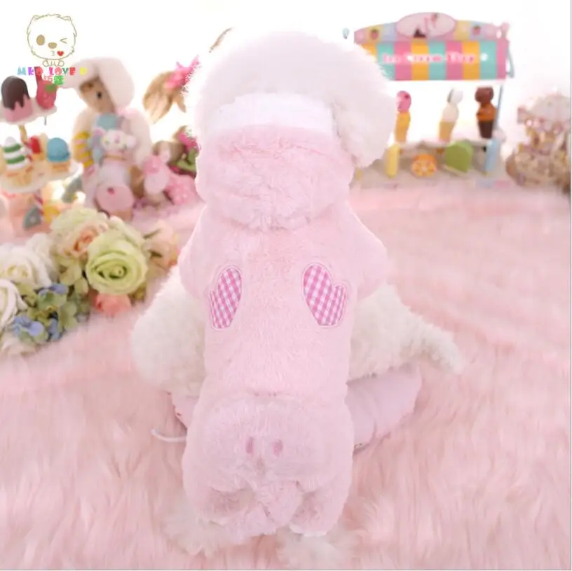 Зимние флисовые комбинезоны для собак мультяшная свинья кролик одежда Тедди