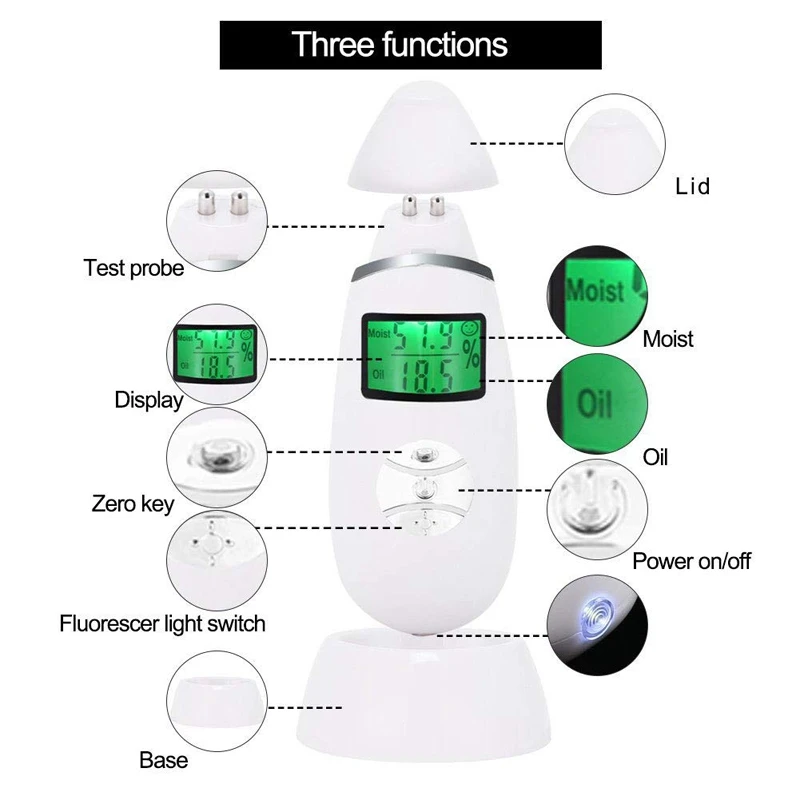 

Skin Moisture Meter Digital LCD Display Digital Tester Moisture Oil Content Analyzer Monitor Face Care Rough Skin