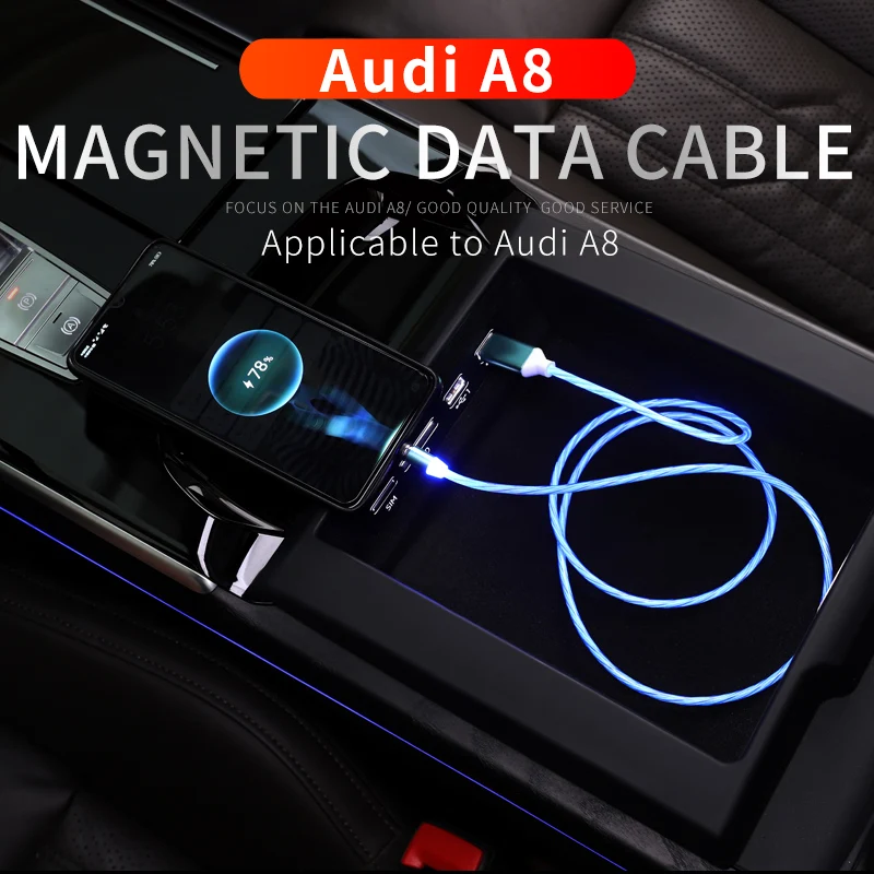 

For Audi a8 Accessories D2D3D4D5 S8 Decoration Interior Modification Usb adapter Charging line Luminous USB cable
