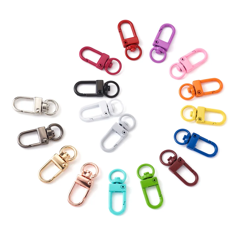 

34pcs Alloy Swivel Clasp Snap Hook Carabiner Clip Trigger Buckle For DIY KeyHooks Keychain Jewelry Making Accessories Mix Color