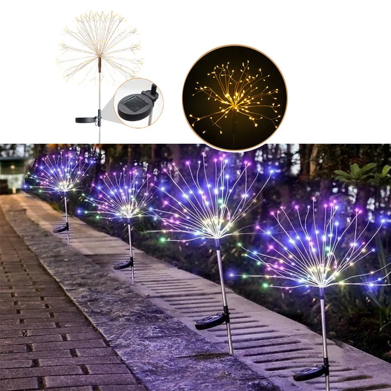 

Solar Firework Led Light Outdoor Garden Starburst Fairy Tale Light Waterproof Lawn Street Lamps Christmas Decoration Party Gift