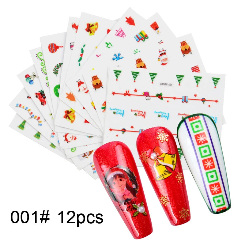 1 Set Mixed Christmas Designs 3D Slider Wraps Decor Manicure Geometric Flower Stars Stickers for | Красота и здоровье