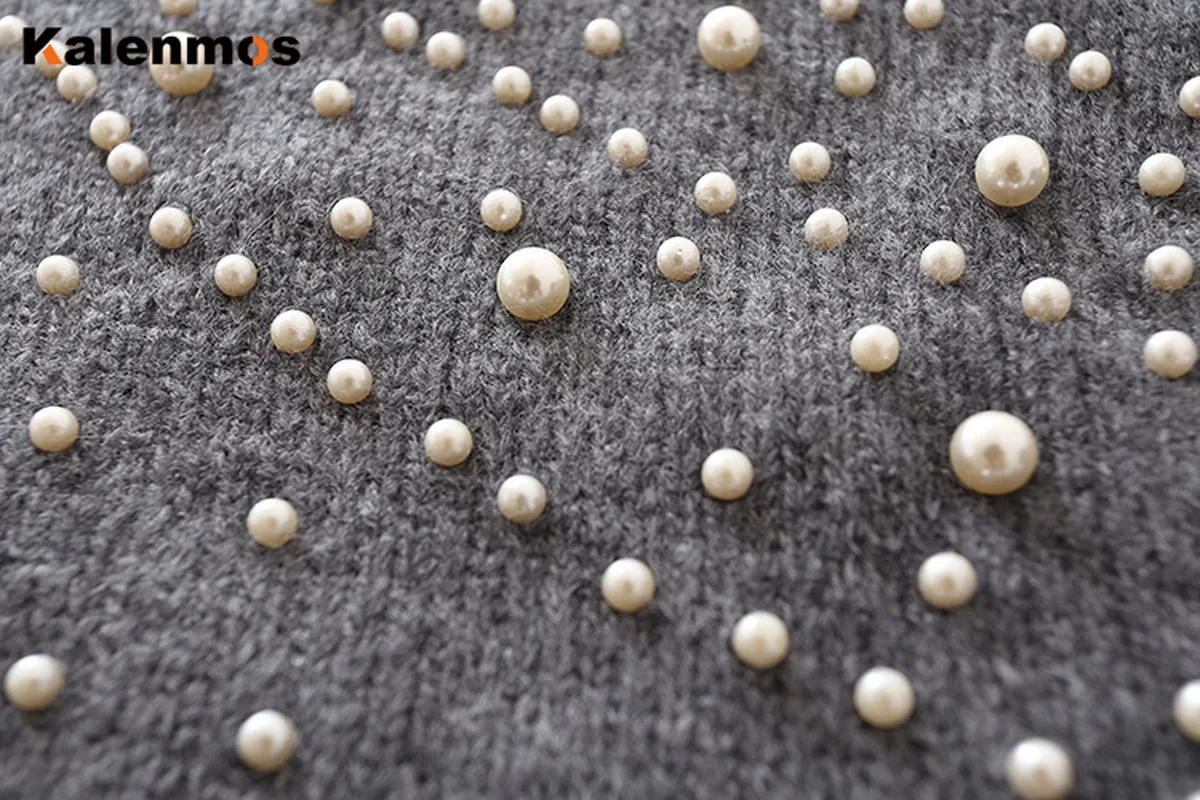 Thicker Autumn Winter Clothes Women Sweater O Neck Beading Lantern Sleeve Knitted Pullover Sweaters Ladies Casual Bottom Tops | Женская