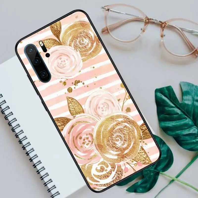 

Marble Gold Rose Glitter Pink Luxury Phone Case For Huawei honor Mate P 10 20 30 40 Pro 10i 9 10 20 8 x Lite Luxury brand shell