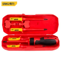 deli insulated screwdriver 1 set cr v screw magnetic phillips slotted screwdrivers vde electrician durable hand tools 1000v