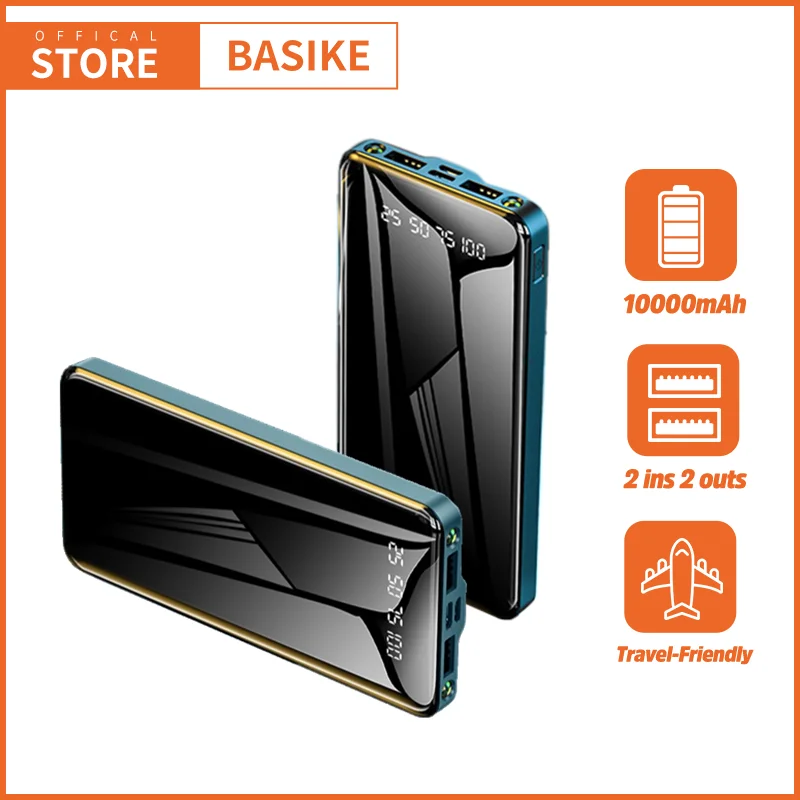 

BASIKE PT133P Power Bank For iPhone 10000mAh Portable Powerbank With Light External Battery Portable Charge For Any Phone Xiaomi