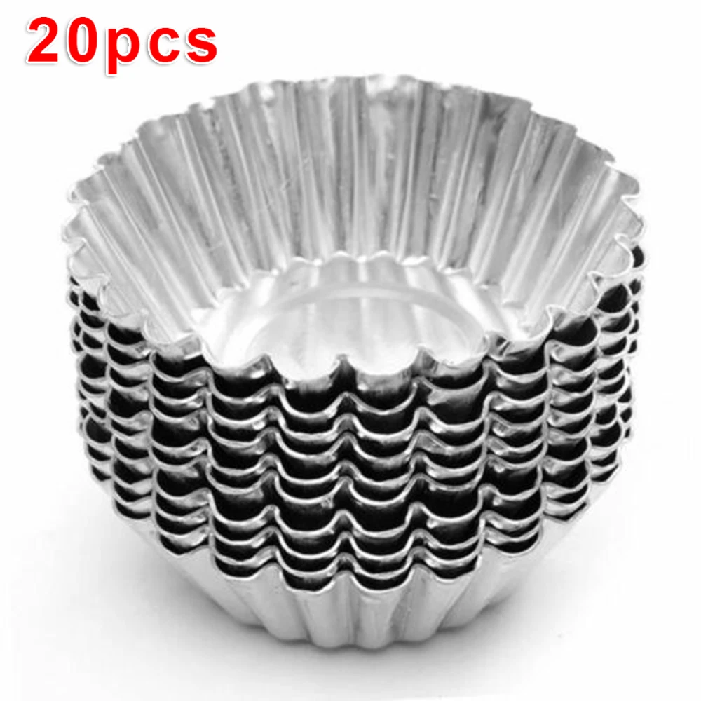 

20pcs Nonstick Egg Tart Mold Aluminum Alloy Mould Cake Bakeware Baking Tool For Cake/pies/egg Tarts/cookies Kitchen Accessories