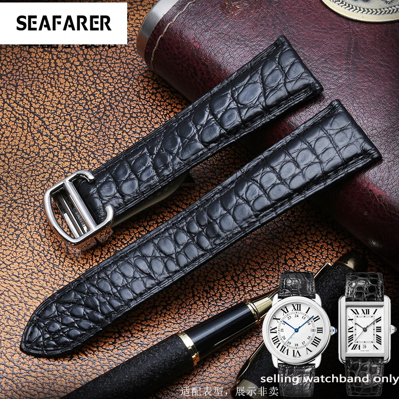 16mm 17mm 18mm 20mm 22mm 23mm 24mm 25mm Crocodile Skin Dermal Strap For Tank London SOLO Round Male | Наручные часы
