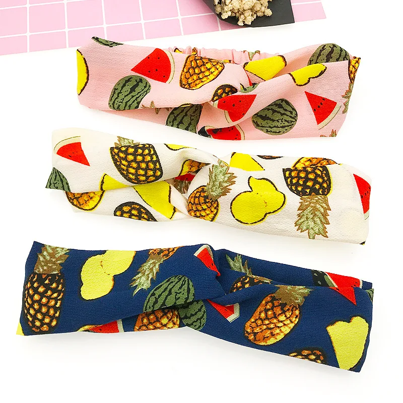 Повязка для волос с фруктовым принтом женская эластичная 2019 |