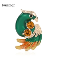funmor casual bird pins enamel brooch crystal jewelry for women girls routine party decoration ornaments lapel accessories gifts