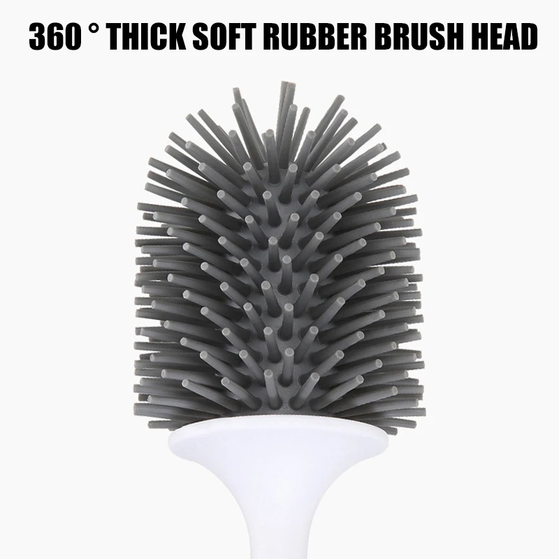 

Toilet Brush Long Handle Soft Rubber Bristles Free Punch Household Bathroom Cleaning Brushes BJStore