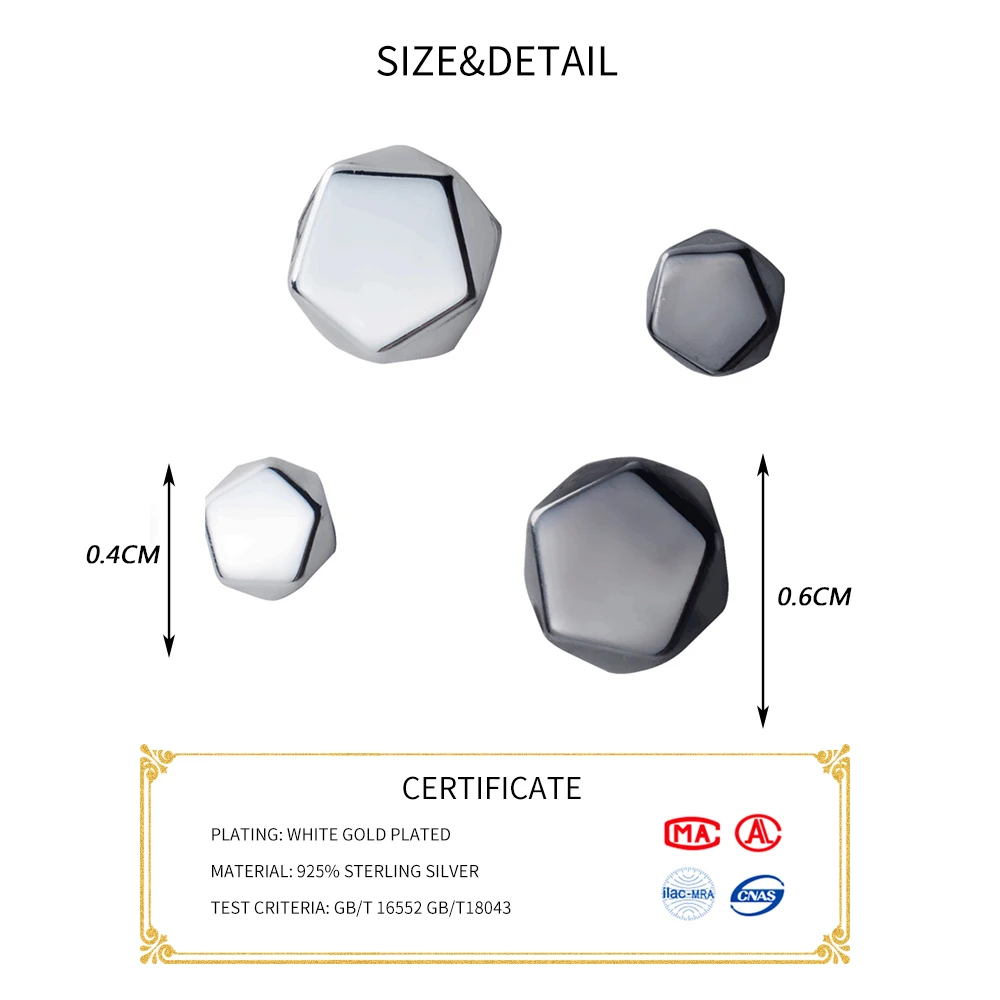 Женские серьги-гвоздики из серебра 925 пробы с геометрическим рисунком | Украшения