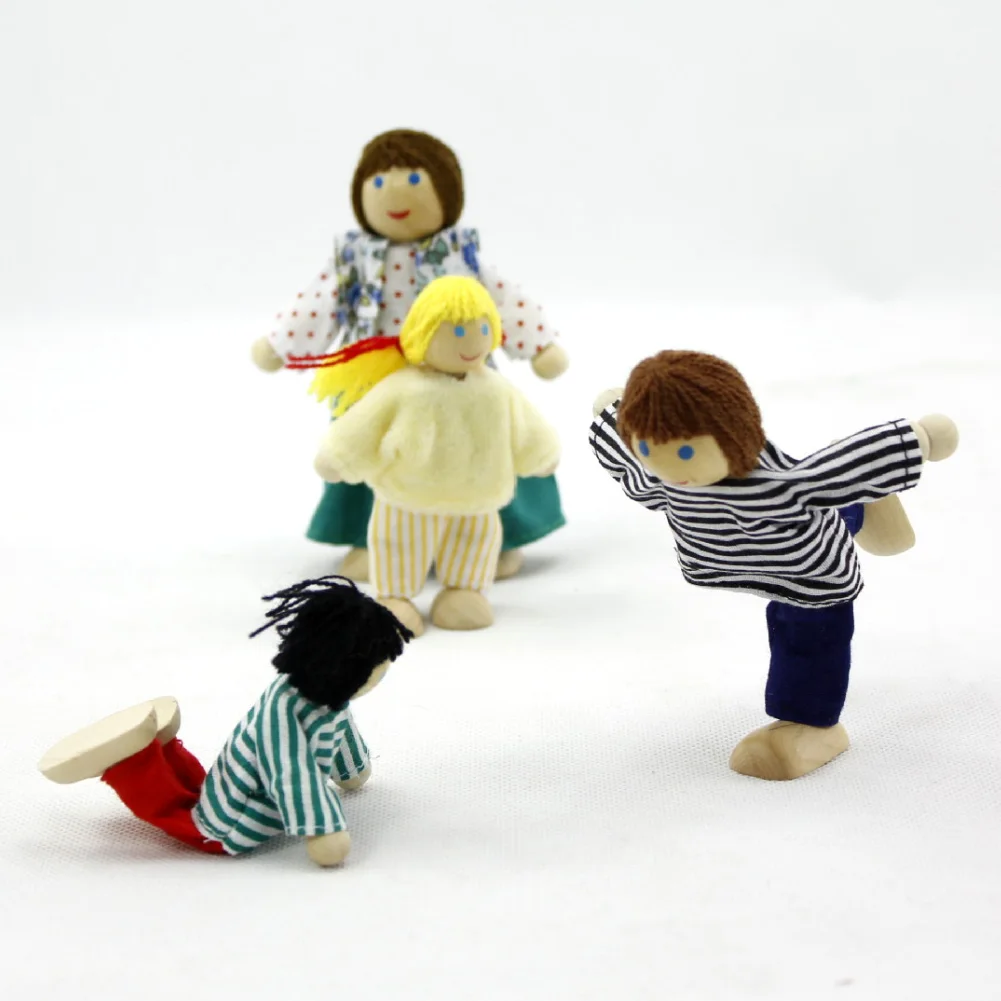 Миниатюрный деревянный Семейные люди в этой одежде отличная фигурка кукол