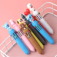 5pcs 10 colors cute animal cartoon ballpoint pen school office supplies stationery multicolored pens colorful refills