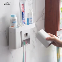 inverted dustproof cup holder automatic toothpaste dispenser toothbrush holder bathroom storage rack bathroom accessories