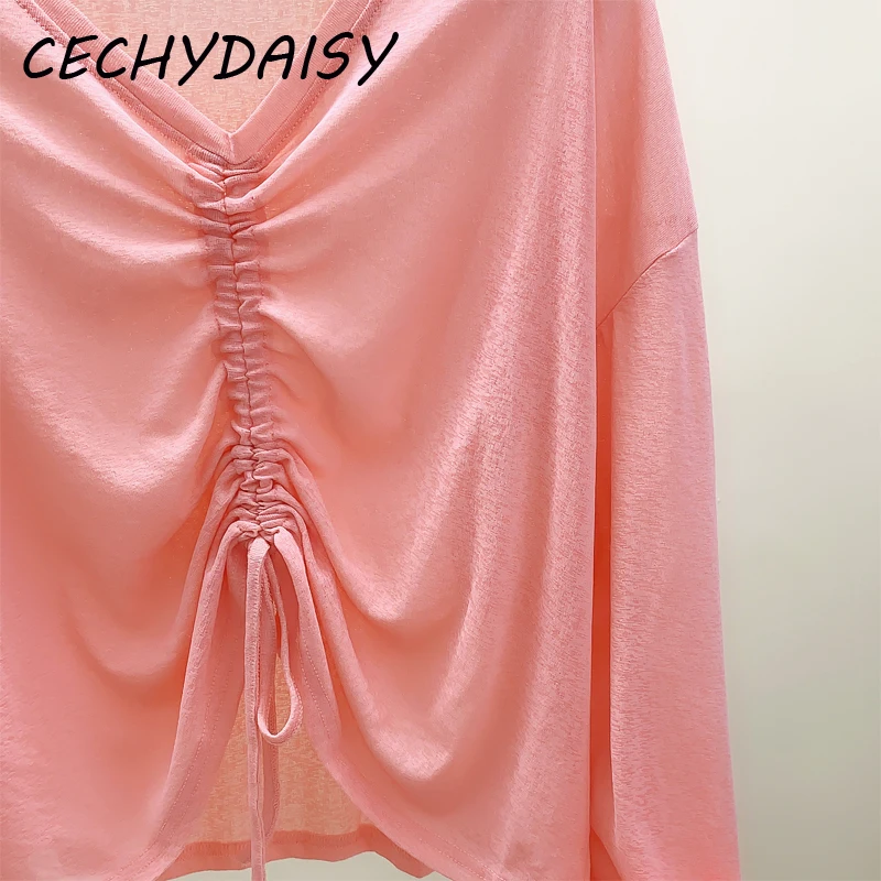 Трикотажная одежда из вискозы женские солнцезащитные Джемперы топ на шнуровке