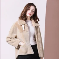 women s faux fur coats short teddy bear coat ladies clothing overcoat plus size beige wool blends 2019 autumn winter free ship