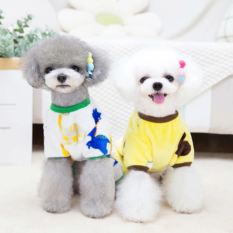 

S-2XL 5Colors Fruit Animal Print Warm Fleece Dog Hoodies Cartoon Cut Cat Pet Coat Teddy French Bulldog Chihuahua Winter Jacket