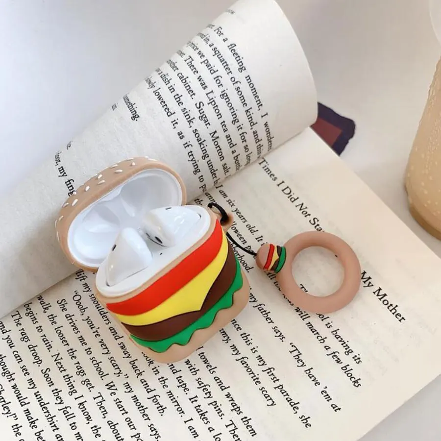 Силиконовый защитный чехол для наушников Apple Airpods с кольцом и чипами 1 2 |