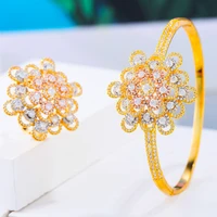 kellybola gorgeous super luxury noble 2 pcs shiny bangle ring set for women bridal wedding daily party jewelry set dubai morocco