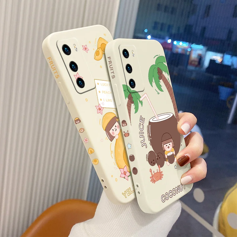 

Young Fashion Peach Girl Phone Case For Huawei P40 P40Lite P30 P20 Mate 40 40Pro 30 20 Pro Lite P Smart 2021 Y7a Cover
