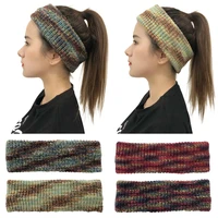 new popular mohair horsetail color tie dye hair hat with hollow top ponytail beanie winter hats for women warm hats cap