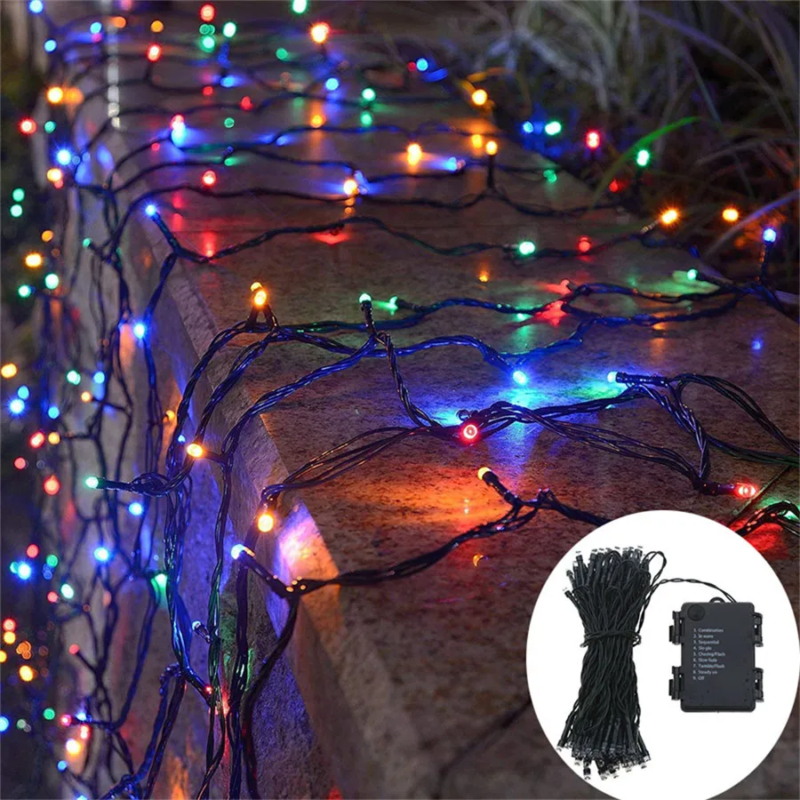 

10M 20M Waterproof Christmas Led String Light 8 Modes Black Wire Battery Powered Hanging Home Decoration Outdoor Garden Fence