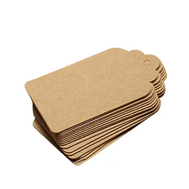 100 шт. бирки из натуральной коричневой крафт бумаги с джутовым шпагом для