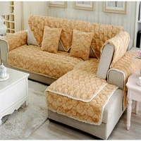 khaki thickening plush sofa sets simple non slip sofa cover warm soft lipcover cushion backrest pillow case combination kit