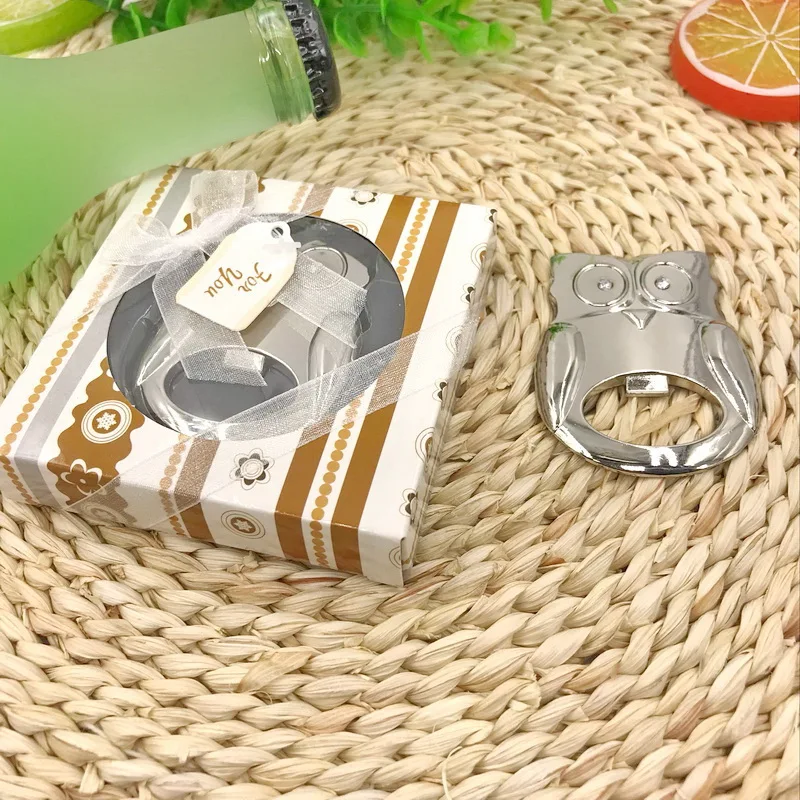 

Cute Owl Design Silver Bottle Opener Metal Beer Cap Openers Wedding Party Supplies 10PCS